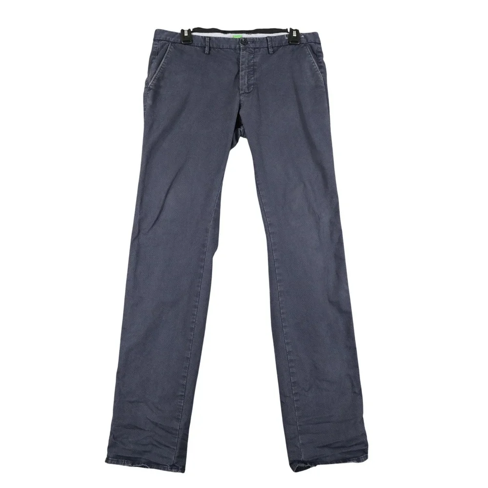Hugo Boss Chino Pants Men 32x32 Slim Fit Comfort Stretch Navy Blue Office Casual